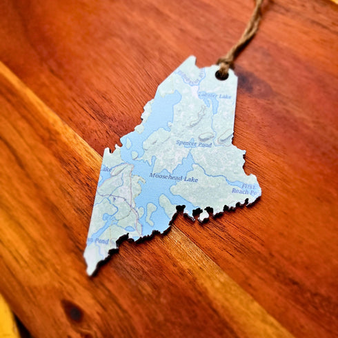 Custom Maine Map Ornaments, Personalized Map Keepsake